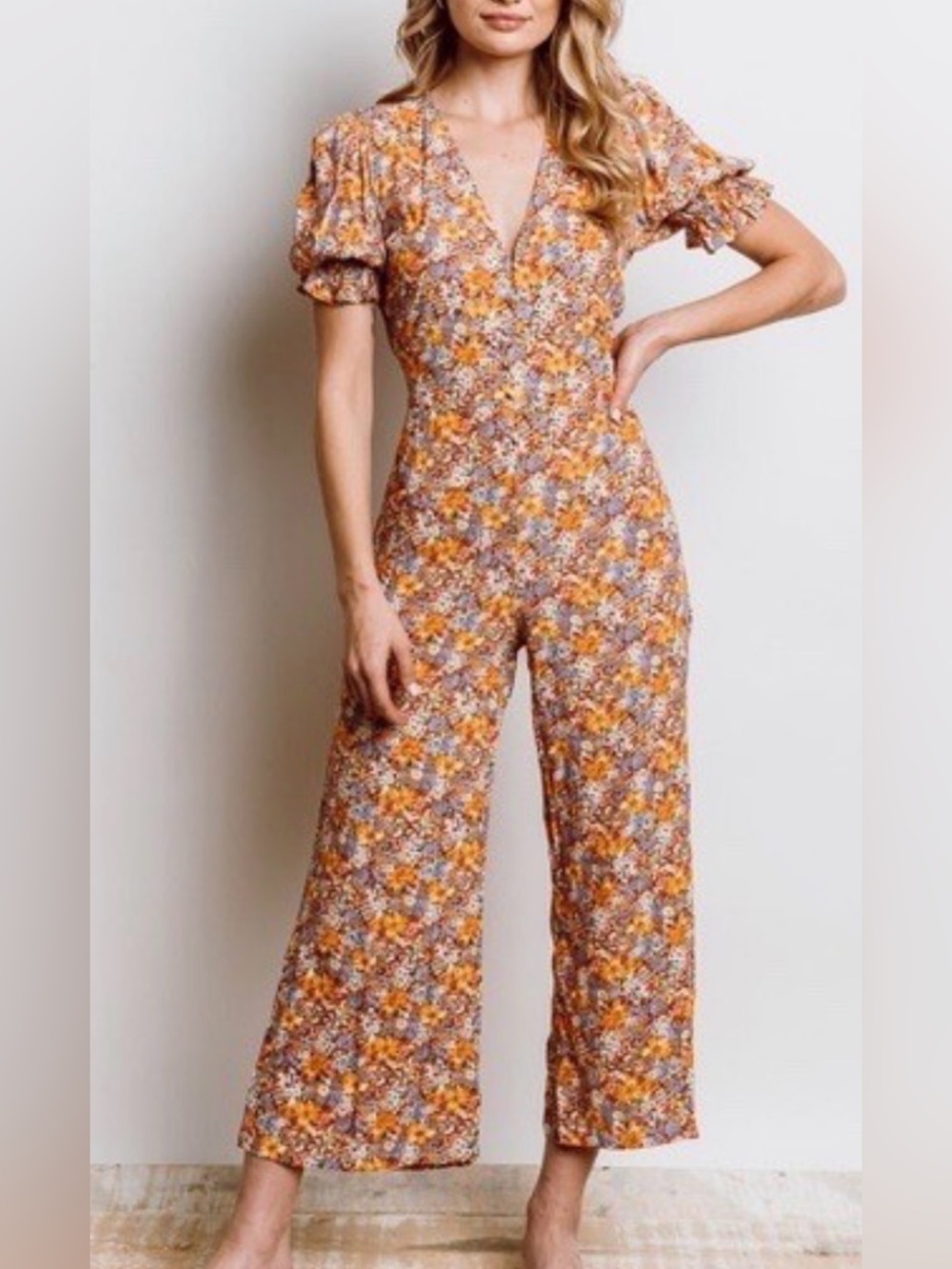 Faithfull The Brand Fall Anka Jumpsuit Floral Size 4